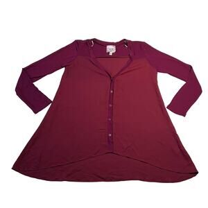 Romeo & Juliet Couture Mixed Media Button Down Tunic Top Size Small Lightweight